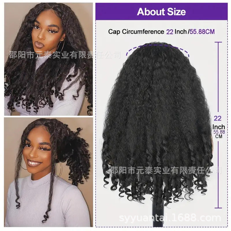 Hot Sale 180% Afro Curly V Synthetic Part Wig  For Women