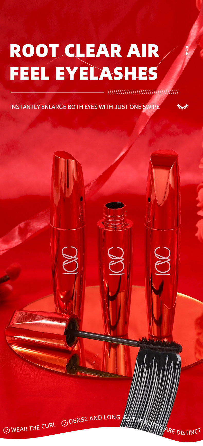 European Beauty Makeup Volumizing Curling Mascara Large Brush Head Dense Lengthening Waterproof Smudge-proof Mascara Makeup