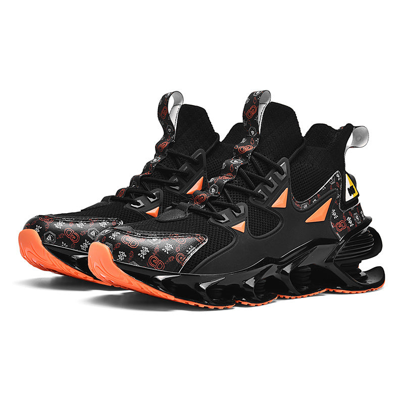 Fashion Blade Men's Shoes Mesh Breathable Sports Casual Running Shoes Men's Shock Absorption Anti-Slip Height Increasing Dad Trendy Shoes