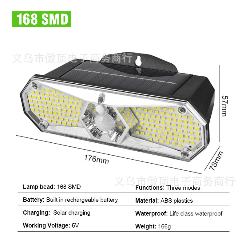 New Outdoor Solar Wall Light LED Human Body Sensor Light Waterproof Street Light Super Bright Garden Courtyard Light