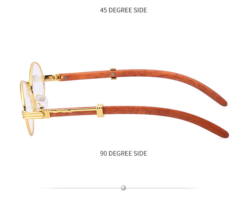 Vintage Small Frame Glasses for Women Imitation Wood Grain Oval Frame Sunglasses for Men Trendy Anti-Glare Sunglasses sunglasses