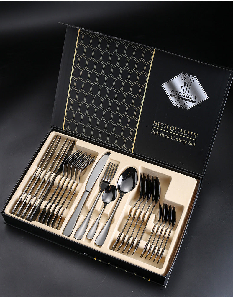 1010Cutlery Set Hotel Holiday Steak Western Food Tableware24Gift Set Wooden Box