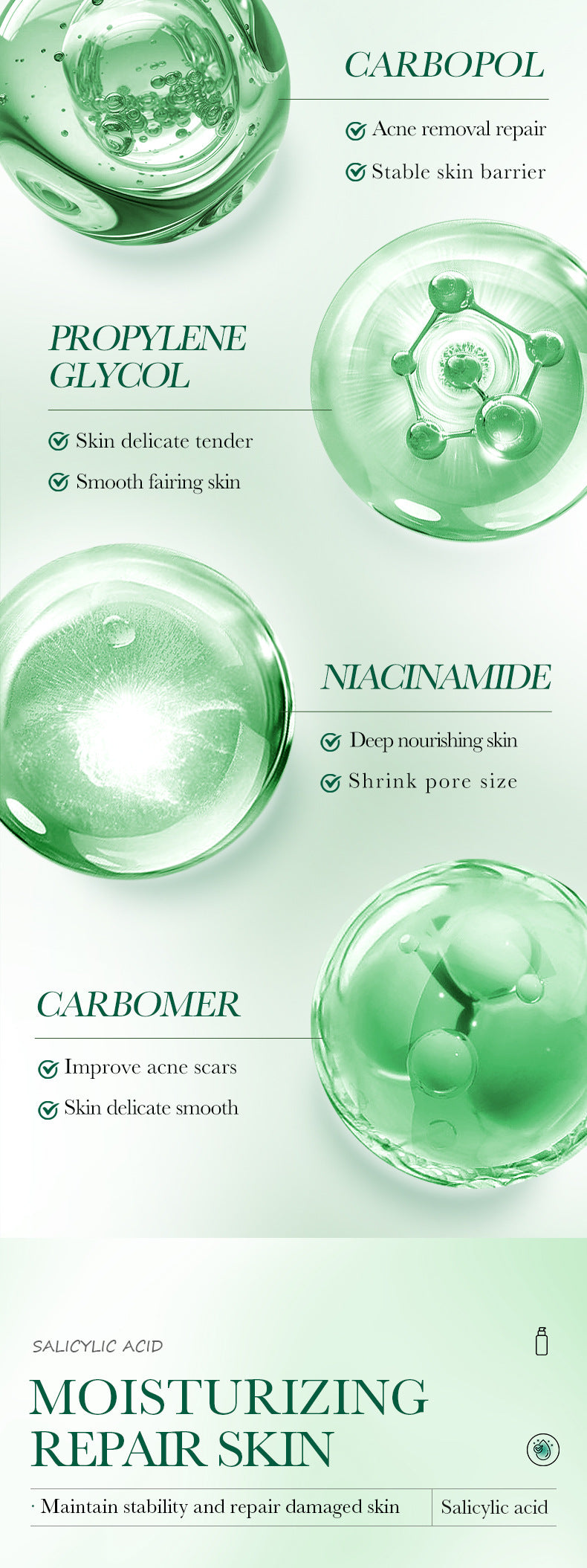 Salicylic Acid Skincare Series SADOER Anti-acne Amino Acid Moisturizing and Hydrating Skin Care Products  Foreign Trade Approval