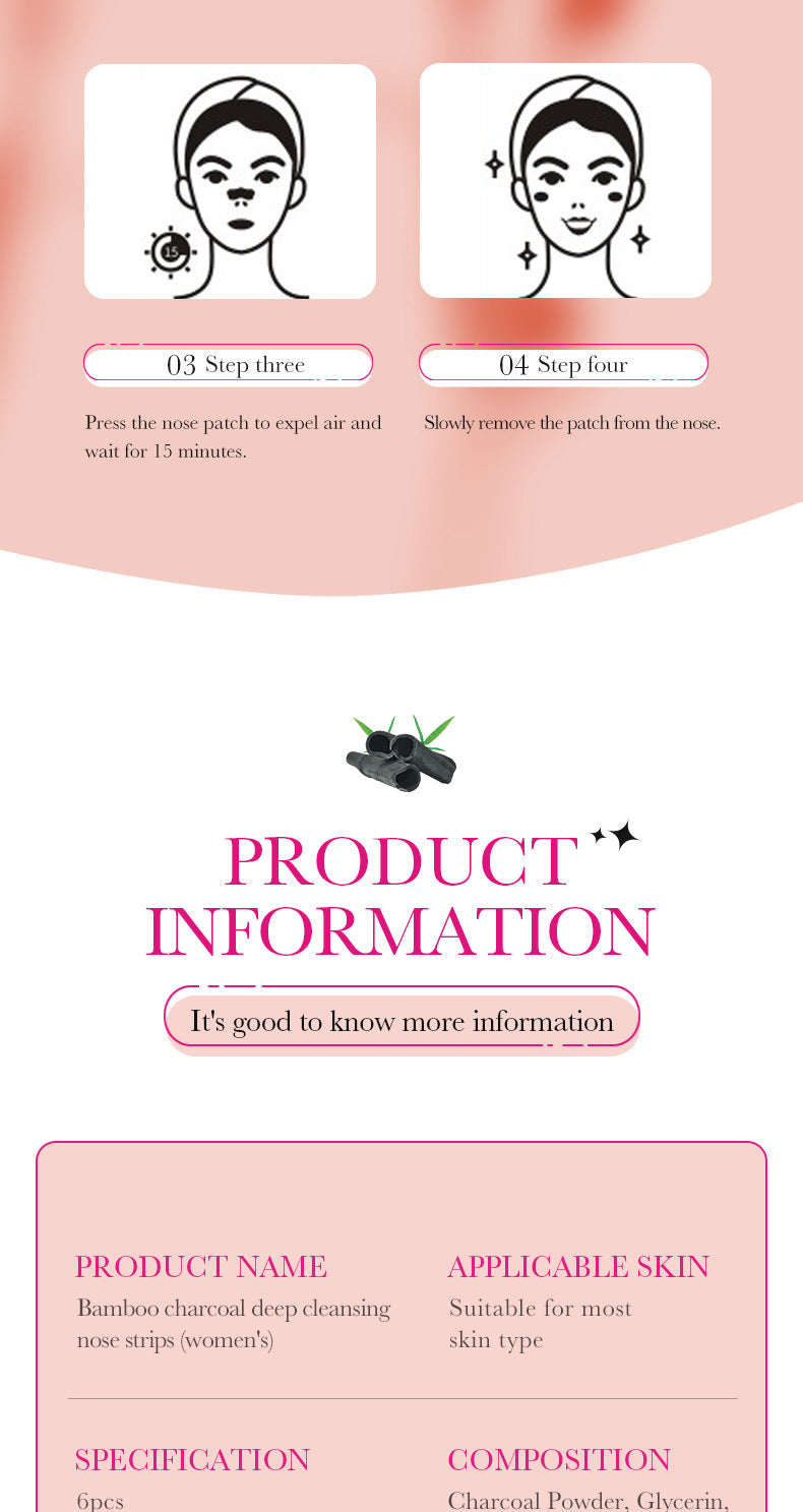 Bamboo Charcoal Women's Nose Strips SADOER Deep Cleansing Blackhead Removal Nose Strips  Wholesale