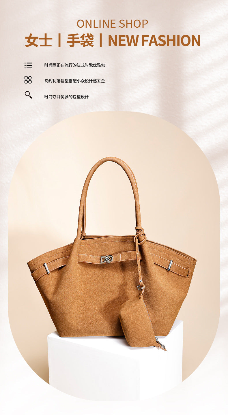 European and American Fashion High-End Handheld Tote Bag for Women New Versatile Trendy Pleated Stylish Single Shoulder Crossbody Bag