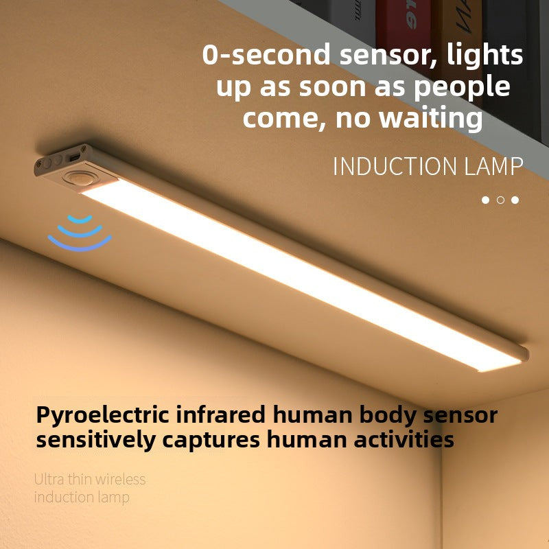 Ultra-Thin Smart led Infrared sensor lamp Rechargeable Long Strip Magnetic Self-Adhesive Wine Cabinet Wardrobe Cabinet Light Strip Light Tape