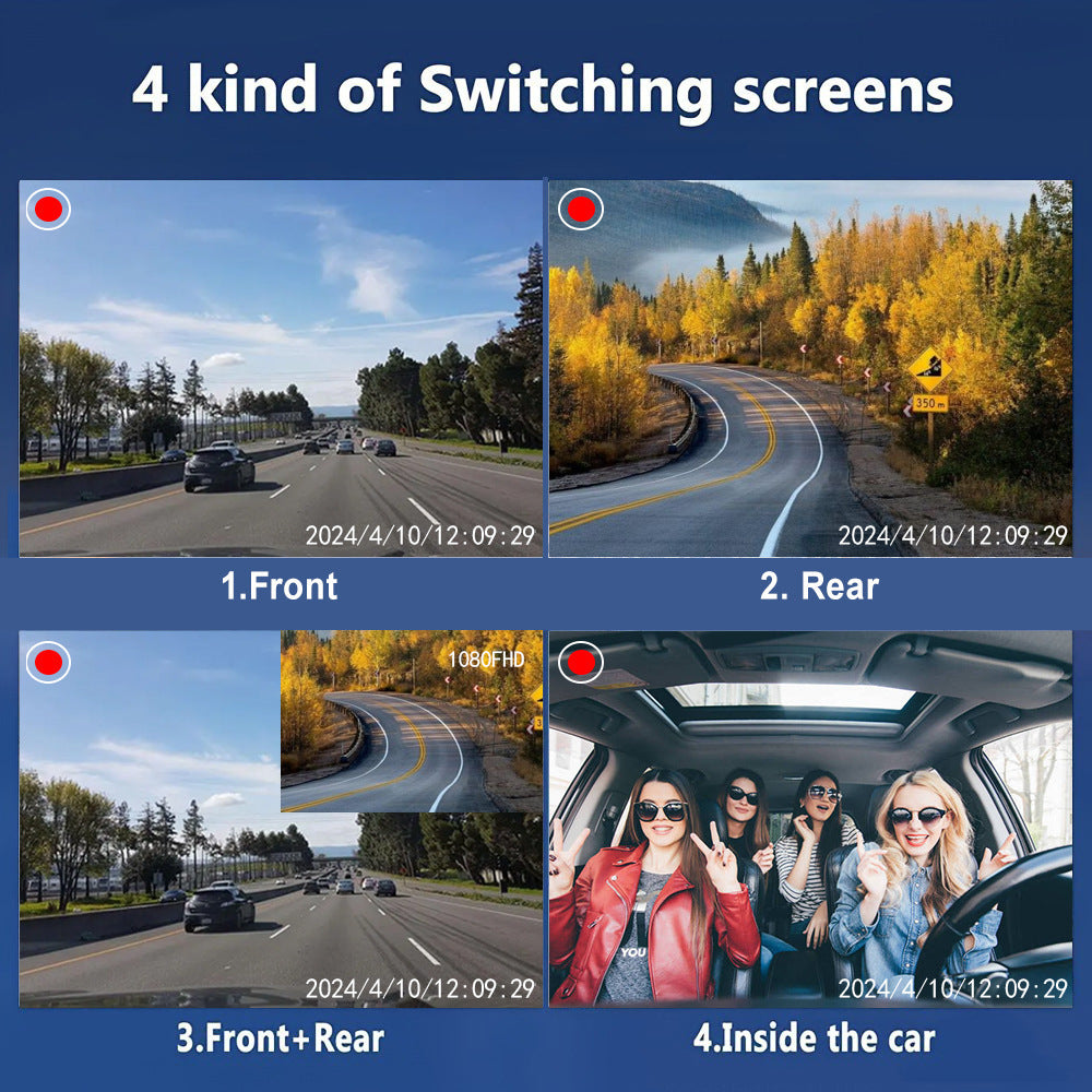 New1080P HD Night Vision Three-Record Dash Cam Multi-Lens Panoramic Parking Car Camera