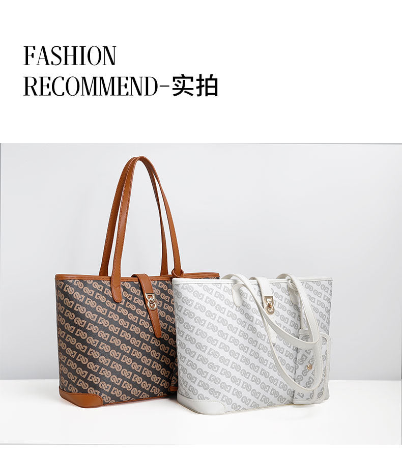 Original Design Retro Print Tote Bag for Work Commute Large Capacity Shoulder Bag Niche Versatile Fashion Handbag