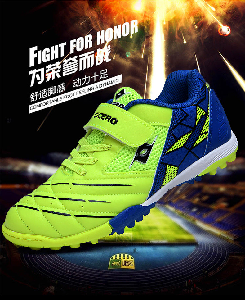 Men's Soccer Shoes TF Velcro Magic Tape Children's Sports Shoes for Primary and Secondary School Students and Teenagers for Sports Competitions and Training