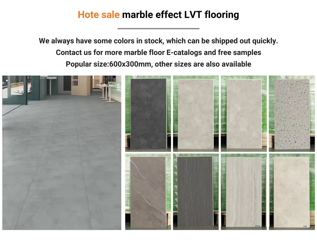 Waterproof 4mm 5mm 6mm Self Adhesive Click Plank Luxury Vinyl Tiles Look Like Stone Marble Effect Lvp Lvt Vinyl Flooring