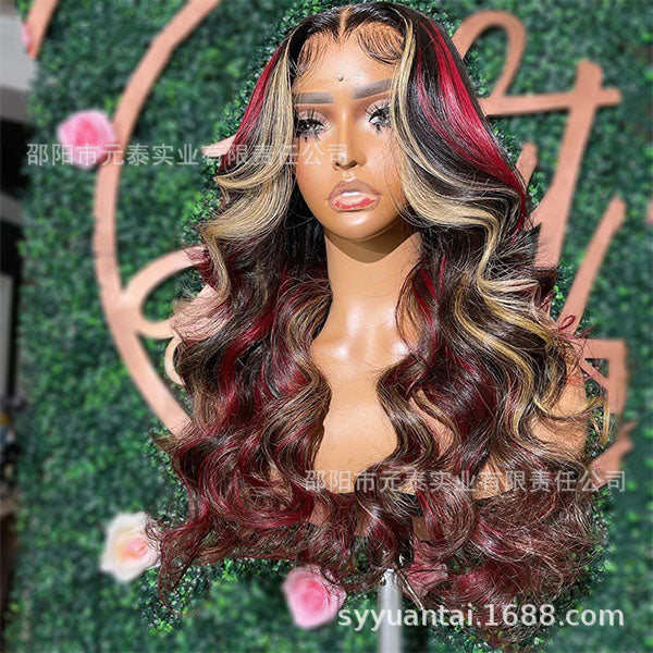 Red Black Highlight Wig 13X4 Synthetic Lace Front Wigs
