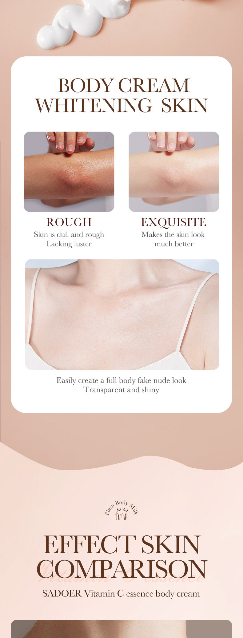 Makeup SADOER Vitamin C Body Cream Sunscreen Whitening Body Lotion  Wholesale