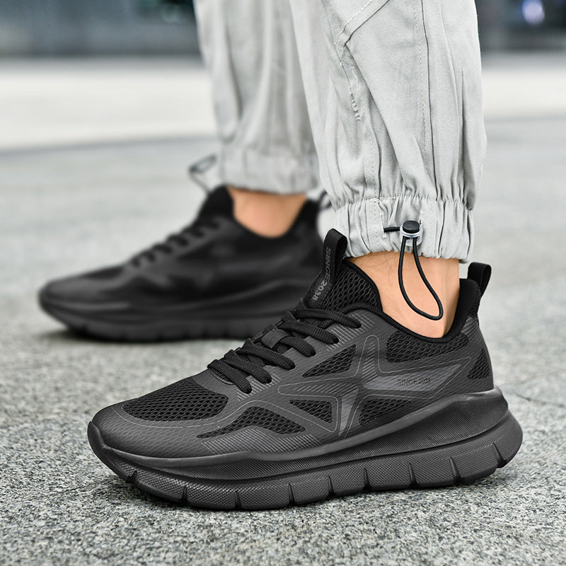 New Thick-Soled Racing Sports Shoes for Middle School Students, High Elastic Running Shoes for Men and Women, Breathable Flyknit Mesh Shoes for Couples