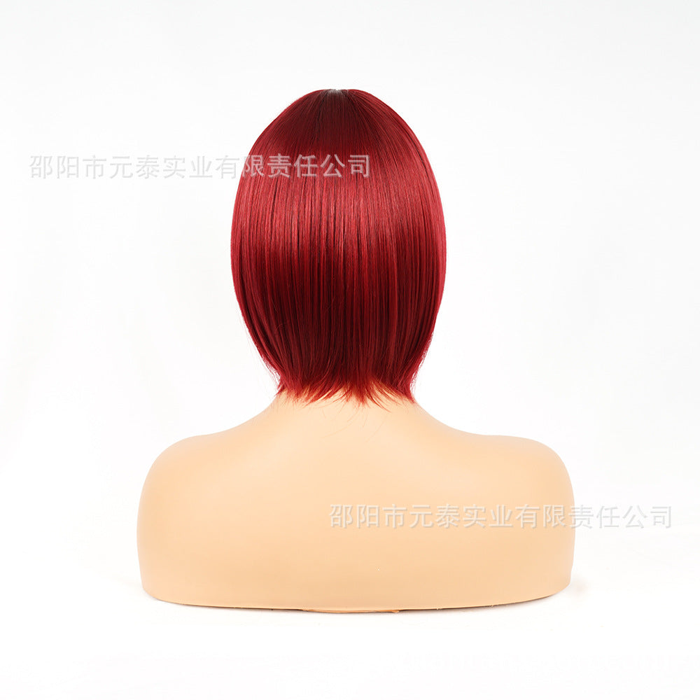 Air Bangs Medium Short Straight Hair BOBO Wig BUG Wig wigs Neck-Length European and American Style Wig African Wig