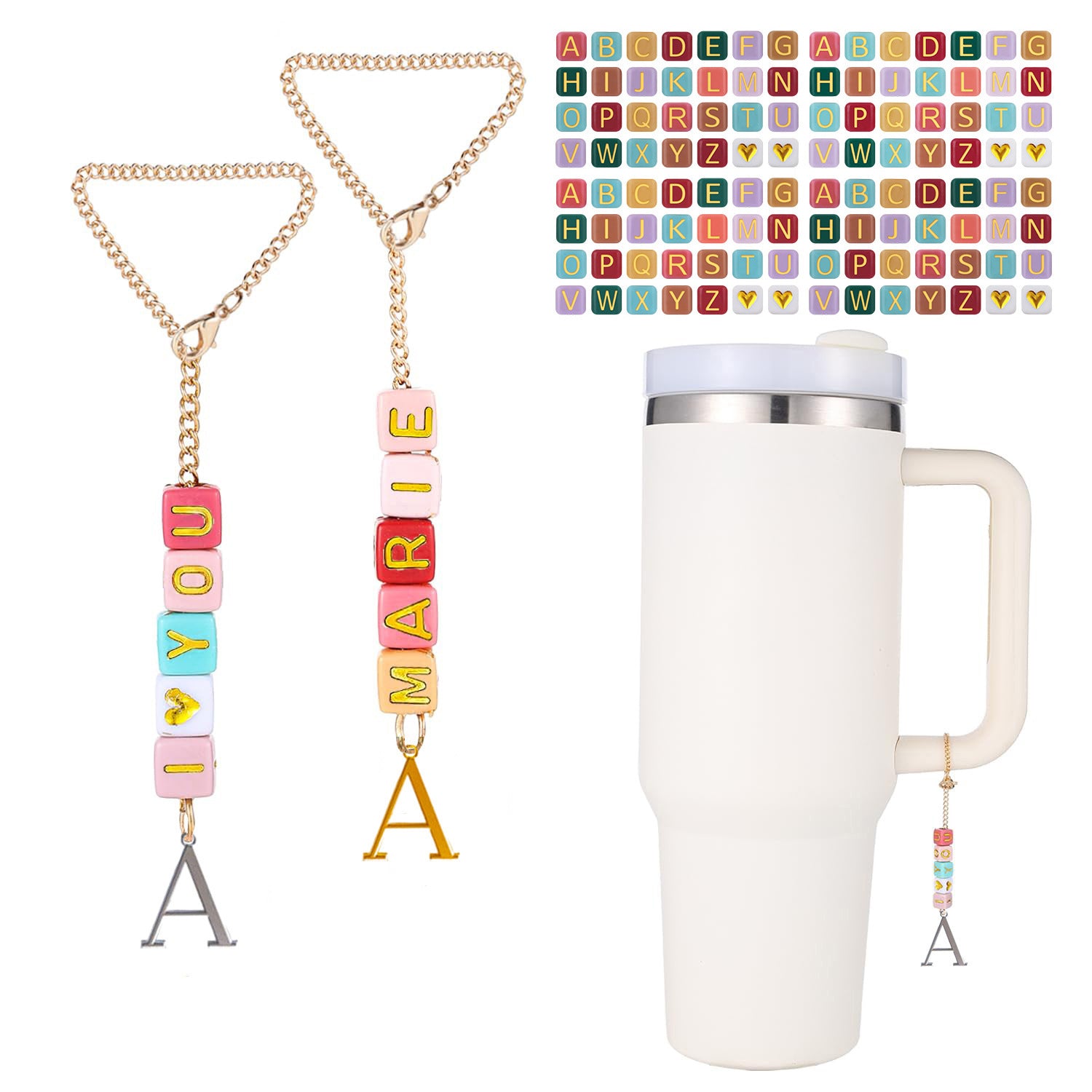 New Couple Bracelet Jewelry Chain diy Acrylic Colorful Heart Letter Cup Chain Accessory