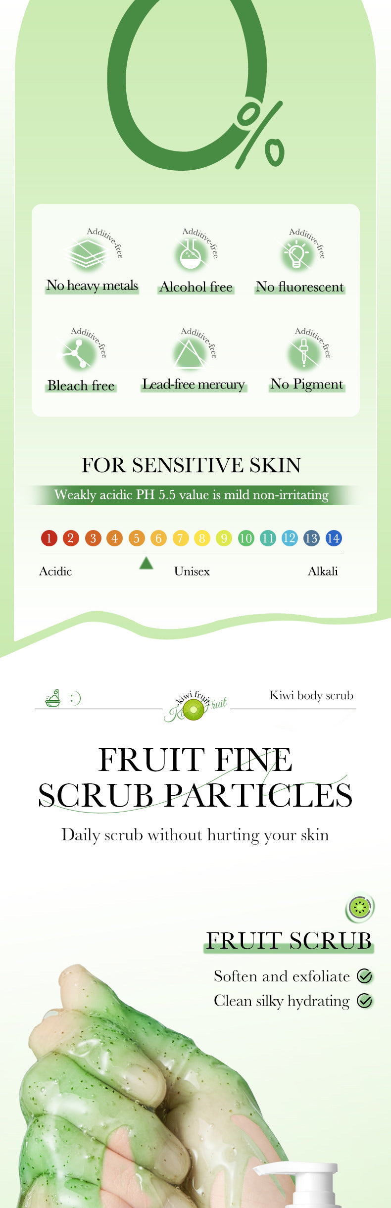 Fruit Body Wash300mlSADOER Kiwi Body Scrub Shower Gel  Wholesale