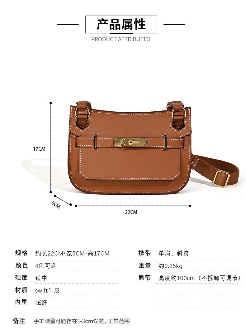 European and American retro new style high-end calfskin Kelly bag for women mini Gypsy Shoulder Crossbody Bag Genuine Leather Women's Bag