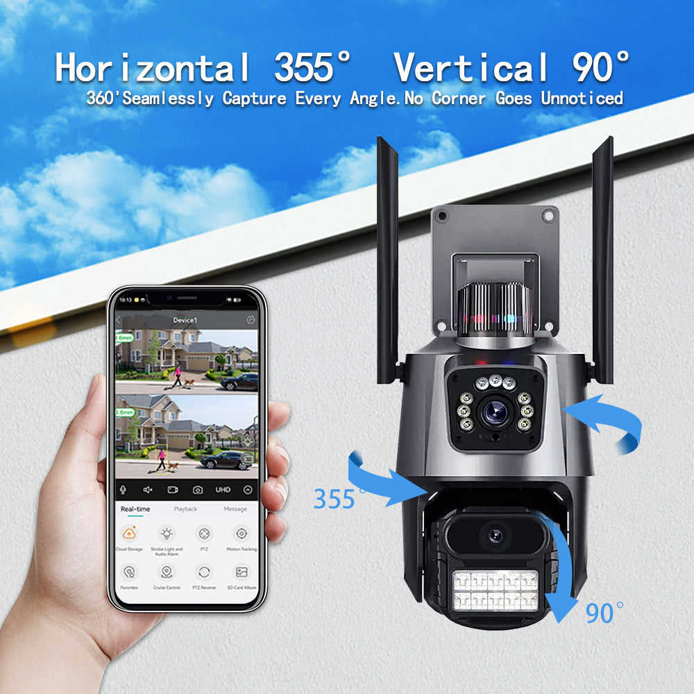 Surveillance Camera Dome Dual Screen Home Connection APP Binocular dual-lens outdoor HD wireless camera
