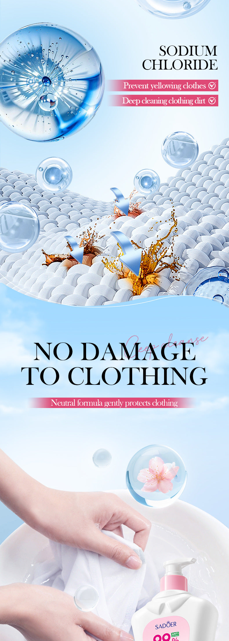 Antibacterial Stain Removal Underwear Laundry Detergent SADOER  foreign trade wholesale of laundry detergent for cleaning clothes