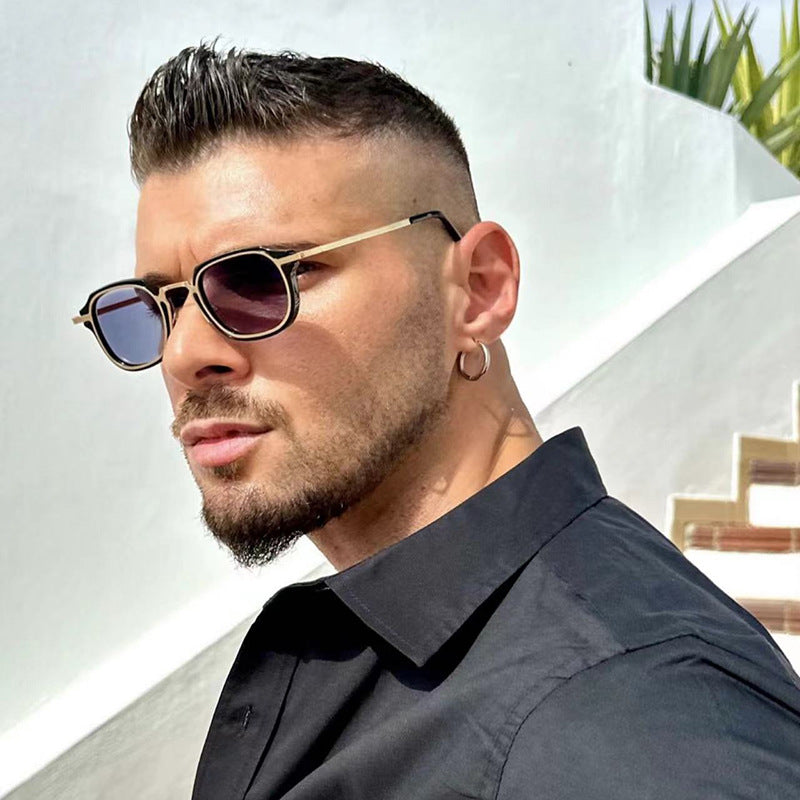 New Fashion Small Frame Sunglasses for Men, European and American Classic Retro Sunglasses, Steampunk Trendy High-End Glasses for Women