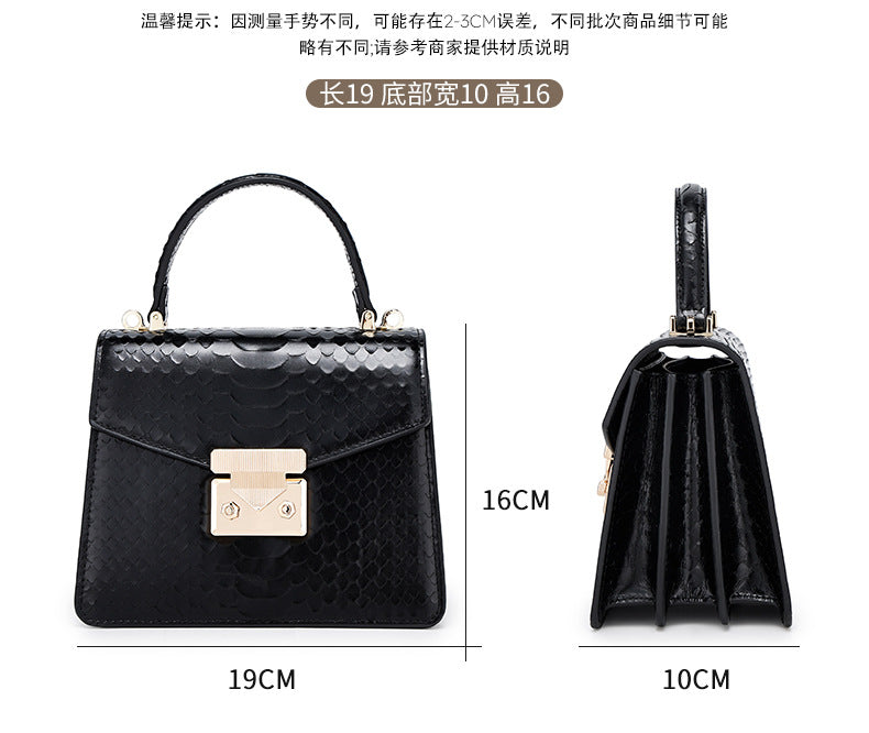 Snake Pattern Kelly Bag Niche Versatile Handbag High-Quality Fashion Women's Bag Light Luxury Single Shoulder Crossbody Women's Bag