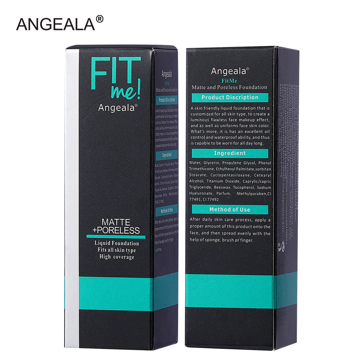 ANGEALA Square Tube Fit Me Foundation Liquid Pump-Free Glass Bottle30ml Foundation Liquid for Covering Acne Marks and Dark Circles
