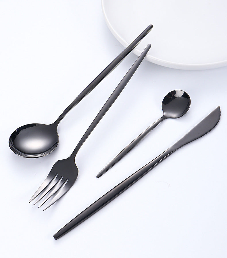 Stainless Steel Cutlery Set24Set of Gold-Plated Portuguese Tableware Western Steak Knife Fork Spoon Gift Box