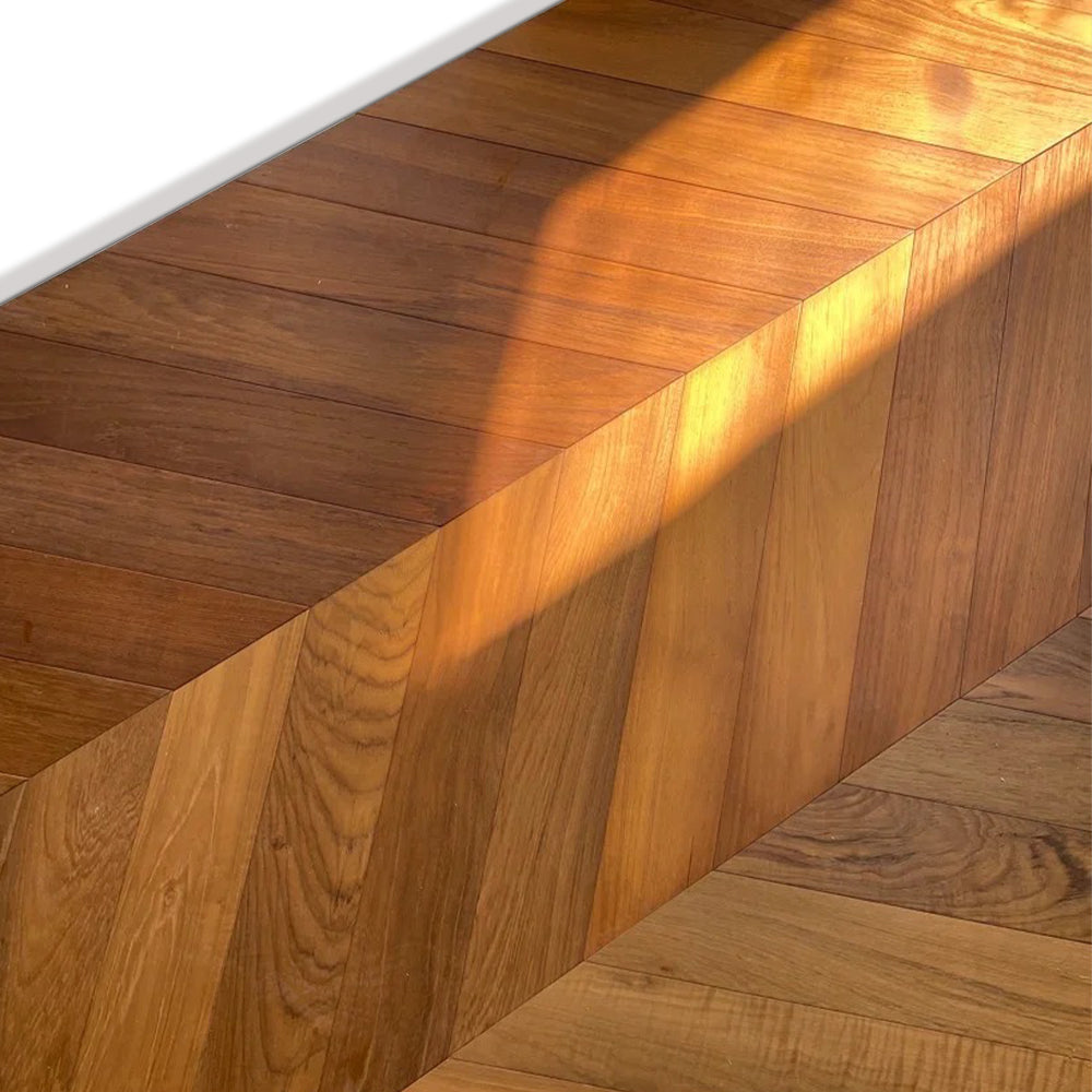 18mm Solid Teak Wood Flooring Natura Hardwood Kitchen Living Room Office Warehouse Gym Customizable Size Eco-Friendly Waterproof
