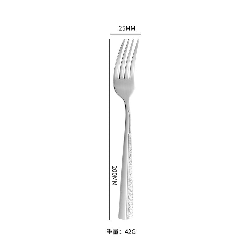 410Stainless Steel Tableware Hotel Restaurant Sand Texture Knife Fork Spoon Tea Spoon24Set of gold Western Steak Knives and Forks