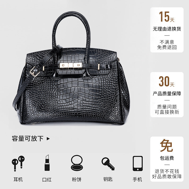 European and American New Style Platinum Bag Women Genuine Leather Handbag Fashion Women's Bag Crossbody Bag Niche Versatile Shoulder Bag Large Capacity