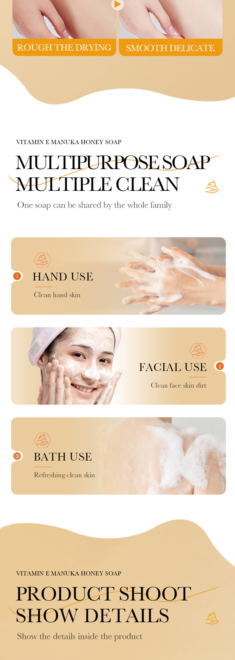 All English Vitamins E Soap BIOAOUA Honey Cleansing Bath Essential Oil Soap  Foreign Trade Wholesale