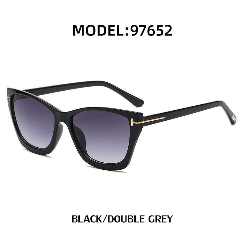 Vintage T Cat Eye Sunglasses for Women Fashionable High-End Sunglasses Trendy ins Street Style Full Frame Sun Protection Glasses shades