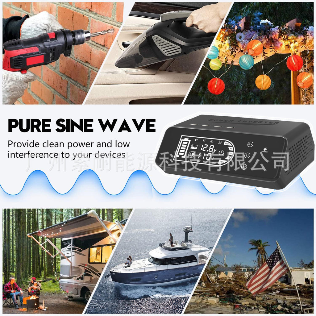 Pure Sine Wave Inverter1000W 12V Turn110V Smart Touch Display Screen eBay Amazon New Product