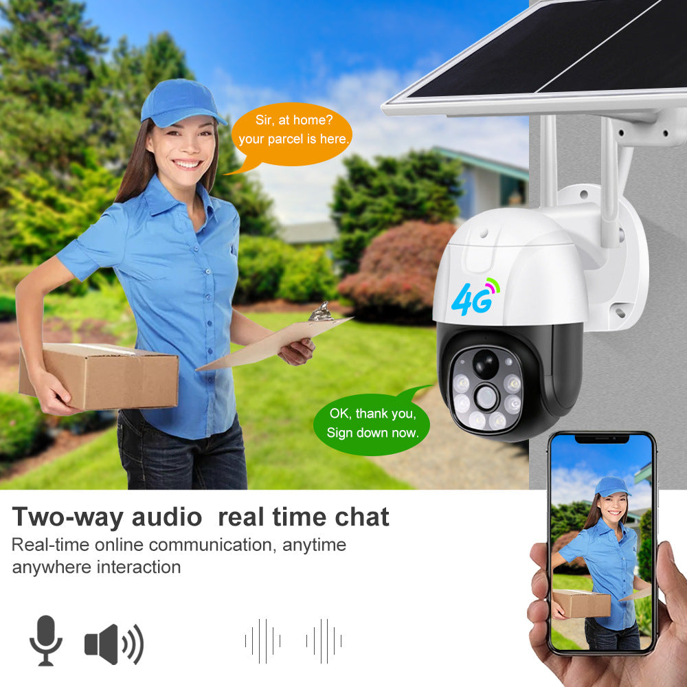 V380Solar Energy4G Camera 1080P High-definition Outdoor Wireless Remote Low-power Surveillance Camera Dome Camera