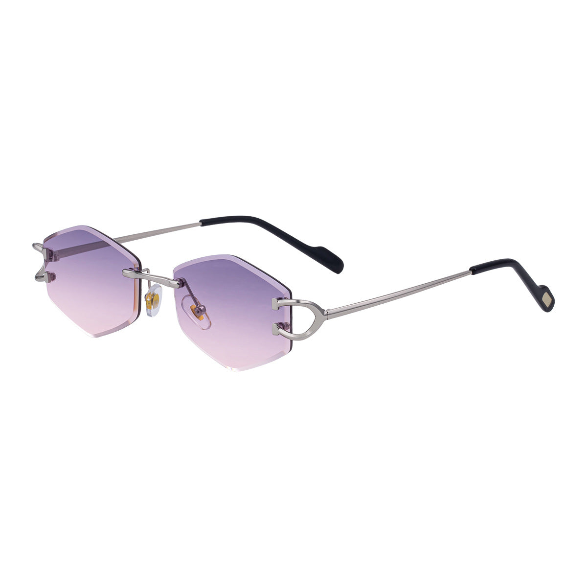 2025New European and American Fashion Frameless Sunglasses for Women with Metal Temples Trendy Outdoor Street Style Sunglasses for Women