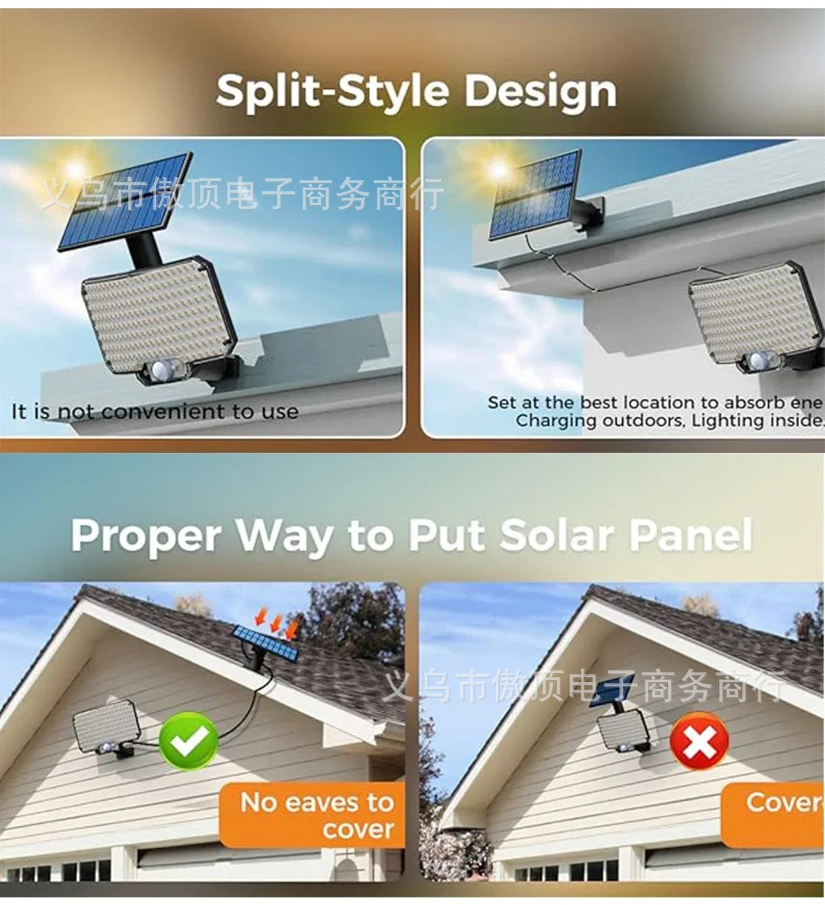 New Solar-Powered Light234LED Courtyard Waterproof Garden Villa Lighting Lamp Split Type Outdoor Lighting Lamp