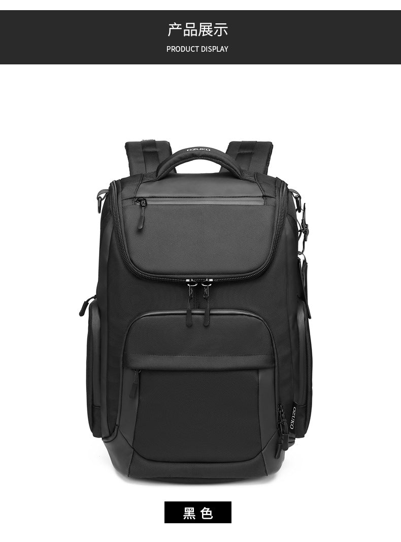 OZUKO Business Backpack Men's Commuting Large Capacity Computer Bag Travel Backpack High-end Waterproof School Bag