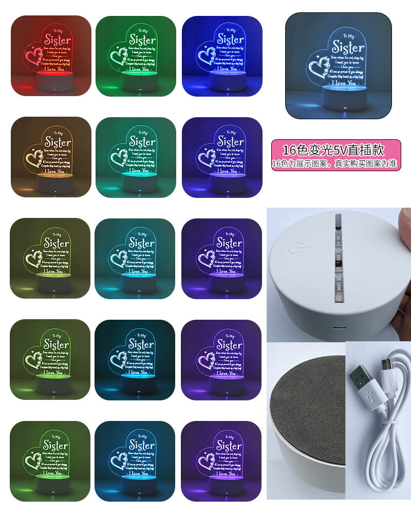3D Night Light Acrylic Colorful Touch Remote Control Atmosphere Light Wholesale Dropshipping Creative Small Gift Factory