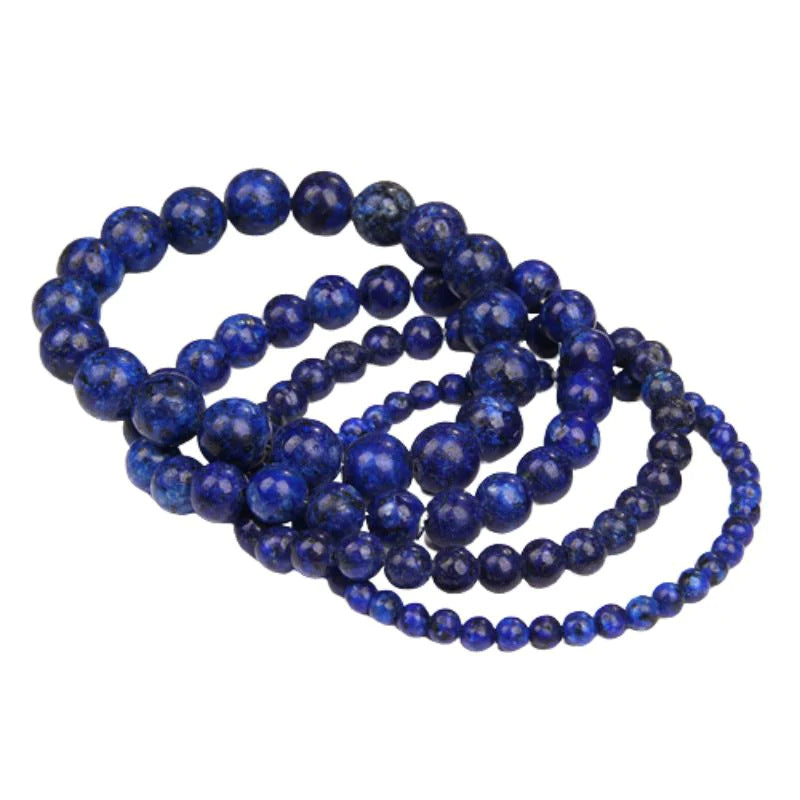 Blue Tiger Eye Stone Bracelet Single Circle Natural Stone Beaded Bracelet Volcanic Stone White Pine Chicken Wing Wood Long Bracelet