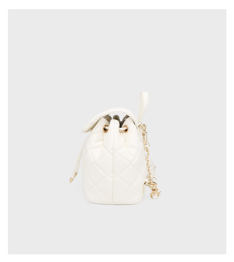 Chanel Style Quilted Design Simple Backpack for Women Mini Version Versatile New Niche High-end Small Backpack with Chain