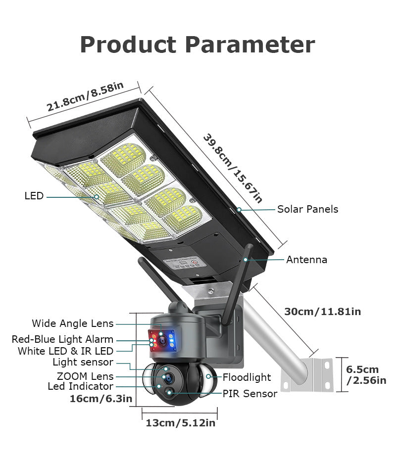 Exclusive Supply4g Solar street light surveillance camera outdoor6MP Night Vision Binoculars with HD Illumination wifi Photo