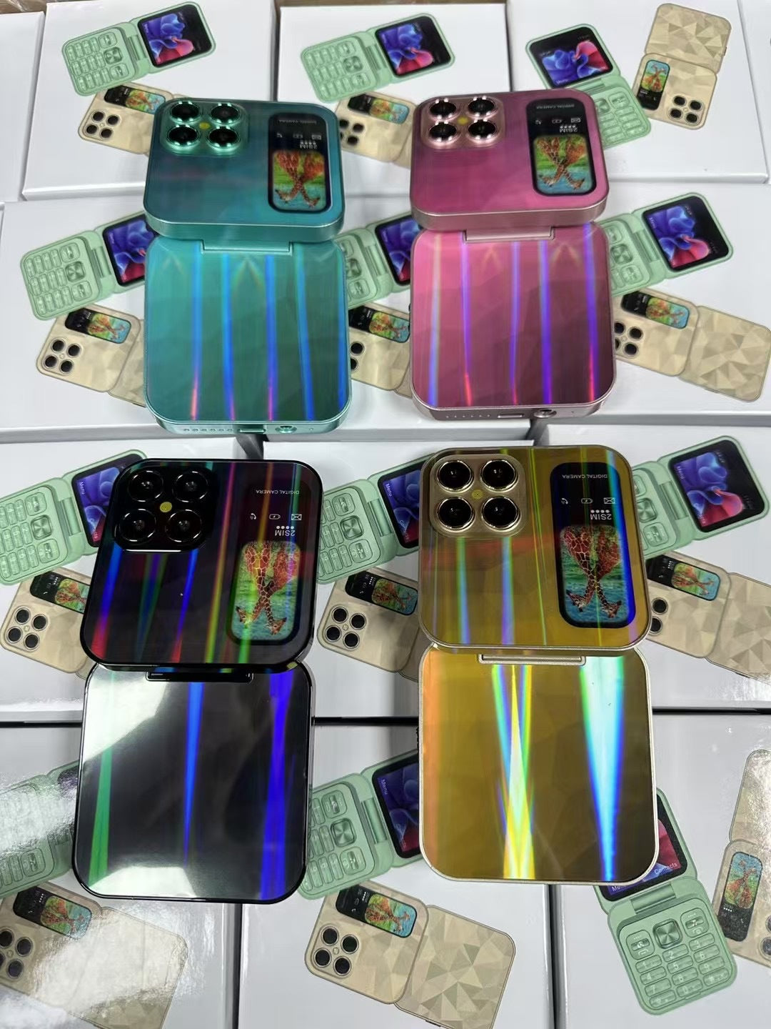 Mini flip Phone New i18pro Flip Phone2.4Dual SIM2G Button Folding Phone