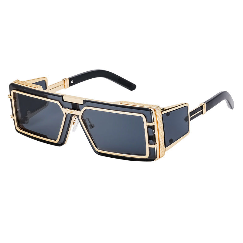 New Full Frame Glasses Men's Future Technology High-end Sense European and American fashion Square Frame Sunglasses Sunglasses shades