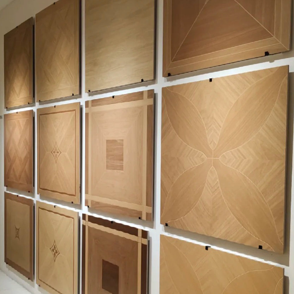 14mm Engineered Square Oak Parquet Wood Flooring | Custom Decorative Hardwood Tiles for Outdoor Interior Use-Waterproof