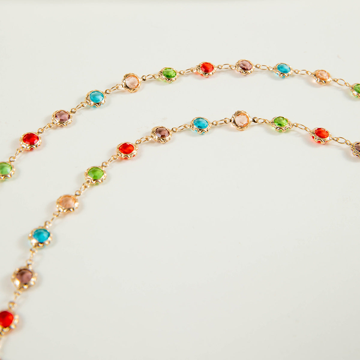 Simple Colorful Beaded Tassel y Chain Necklace Elegant Versatile Diamond-Studded Sweater Chain Jewelry