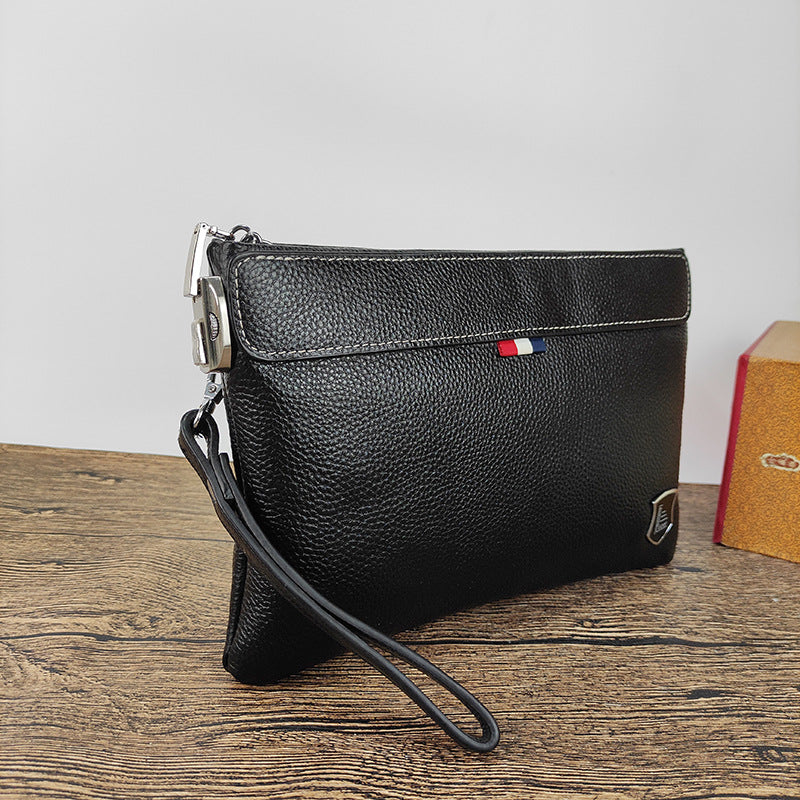 Genuine Leather Clutch Bag with Password Lock, Business Handbag, Casual Large Capacity Pure Top Layer Cowhide Men's Clutch
