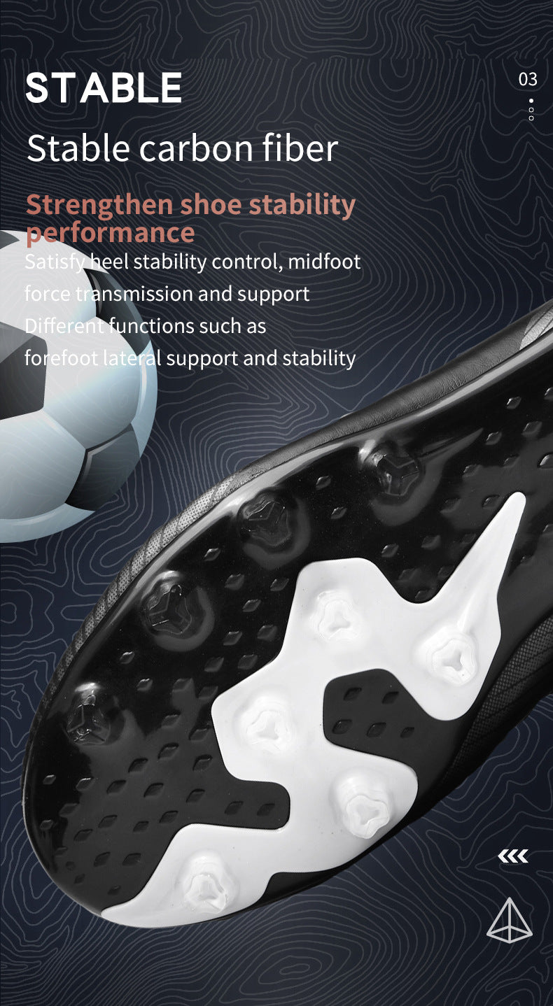 Gold-Plated Sole Men's Football Shoes with Studded Spikes AG Long Spike Shoes for Older Children, Middle and High School Students, Adults, Competition Training Sports Shoes