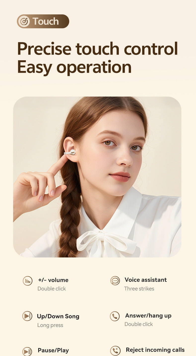 2025Popular M136Clip-on Bluetooth Earphones High Aesthetic Long Battery Life Non-in-ear Wireless Bluetooth Earphones