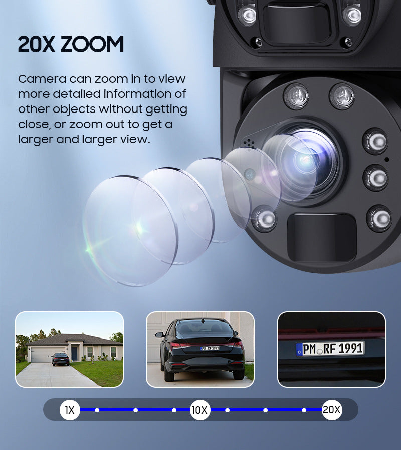 Dual Lens Dual Screen20Zoom7*24Solar Energy20W Hd600MP Metal Housing for Surveillance Camera