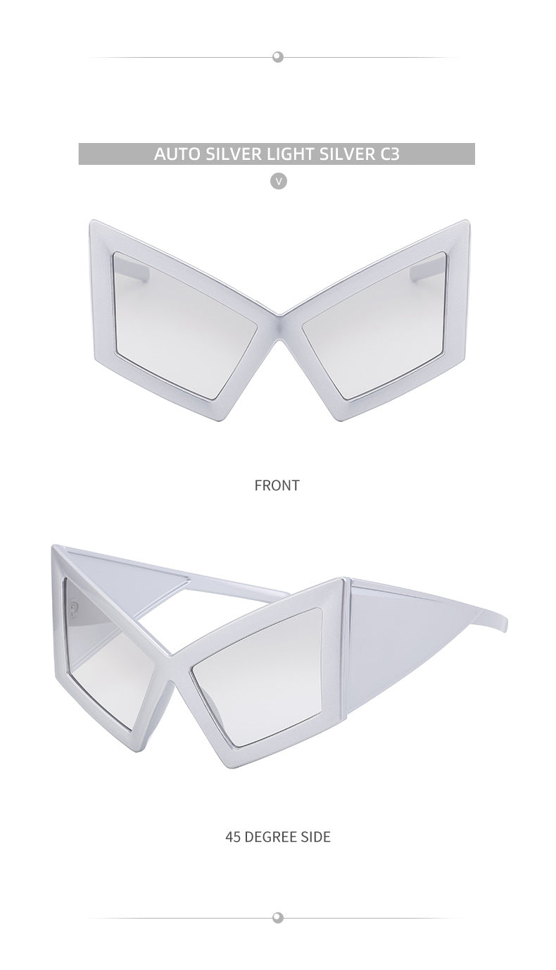 New arrivalStylish large frame cat eye sunglasses European and American Style Personality Hip-Hop Internet Celebrity Beach Party Sunglasses